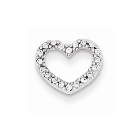 14k White Gold Diamond Heart Slide Pendant, Quality AA (G-H Color, SI1-SI2 Clarity, 0.08 cttw)
