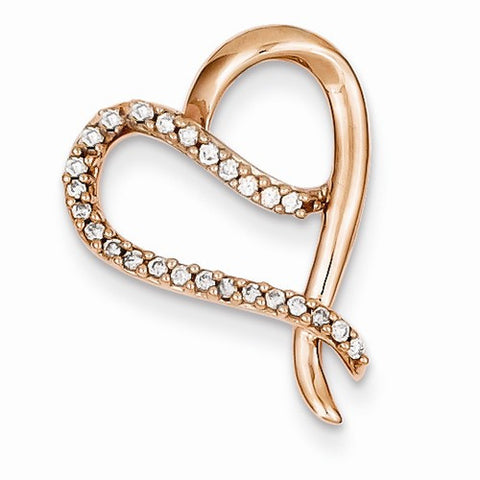 14k Rose Gold Diamond Heart Pendant, Quality AA (G-H Color, SI1-SI2 Clarity)