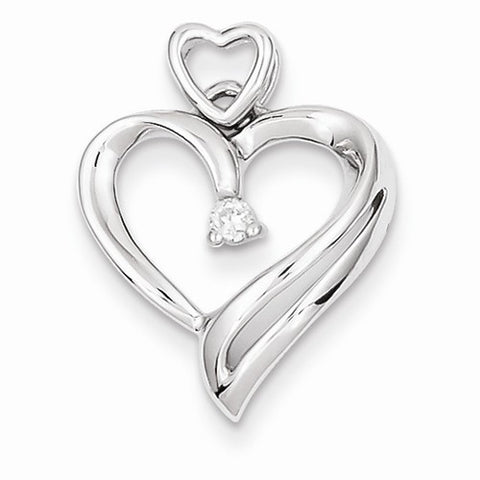 14k White Gold Diamonds Heart Pendant, Quality AA (G-H Color, SI1-SI2 Clarity, 0.04 cttw)