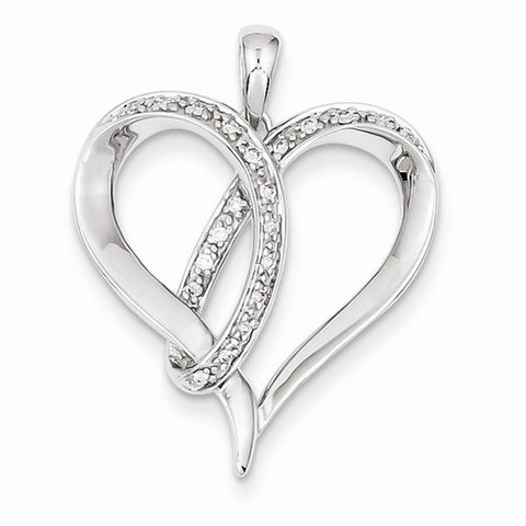 14k White Gold Diamond Heart Pendant, Delightful Pendants for Necklace