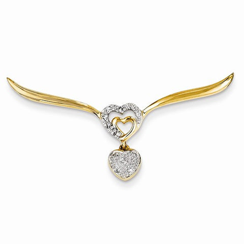 14k Gold Diamond Heart Slide Pendant pendant, Quality AA (G-H Color, SI1-SI2 Clarity, 0.05 cttw), Gorgeous Pendants for Necklace