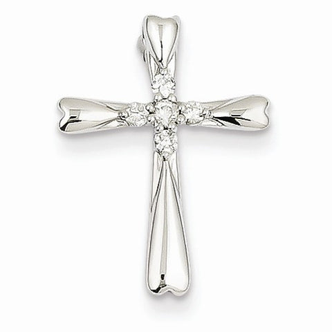 14k White Gold & Diamond Cross Pendant Slide Pendant, Quality AA (G-H Color, SI1-SI2 Clarity, 0.1 cttw)