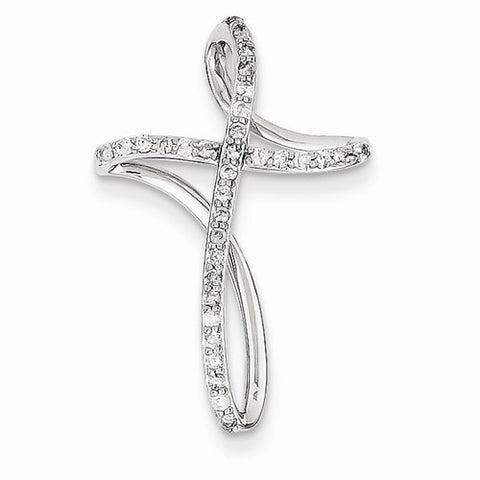 14k White Gold & Diamond Cross Pendant Slide Pendant, Quality AA (G-H Color, SI1-SI2 Clarity, 0.21 cttw)