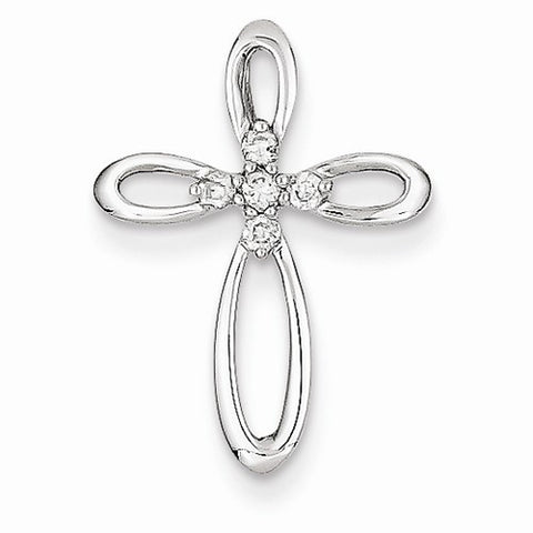 14k White Gold & Diamond Cross Slide Pendant, Pendants for Necklace