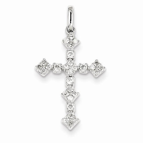 14k White Gold Diamond Cross Pendant, Quality AA (G-H Color, SI1-SI2 Clarity, 0.3 cttw)