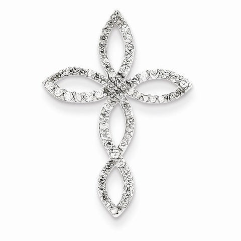 14k White Gold Diamond Cross Pendant, Quality AA (G-H Color, SI1-SI2 Clarity, 0.33 cttw)