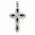 14k White Gold White & Blue Diamond Cross Pendant, Quality AA (G-H Color, SI1-SI2 Clarity, 0.2 cttw)