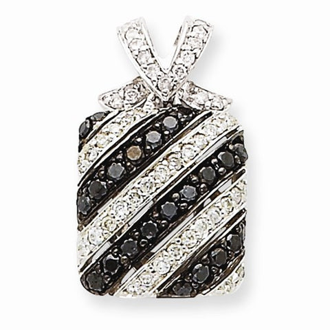14k White Gold Black & White Diamond Pendant, Quality AA (G-H Color, SI1-SI2 Clarity)