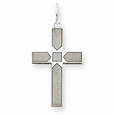 14k White Gold Laser Designed Cross Pendant, Dazzling Pendants for Necklace
