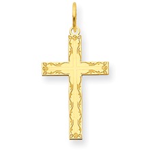 14k Gold Laser Designed Cross Charm hide-image