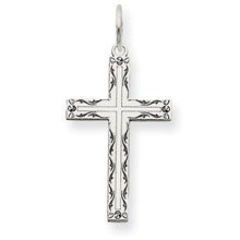 14k White Gold Laser Designed Cross Charm hide-image