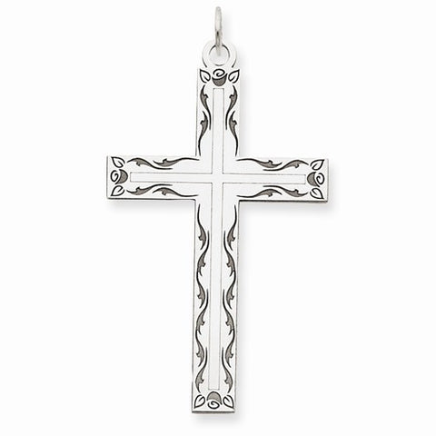 14k White Gold Laser Designed Cross Pendant, Appealing Pendants for Necklace