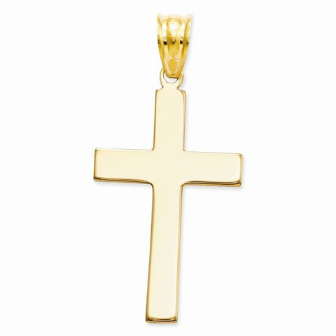 14k Gold Polished Cross Pendant, Pretty Pendants for Necklace