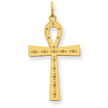 14k Gold Laser Designed Ankh Cross Charm hide-image