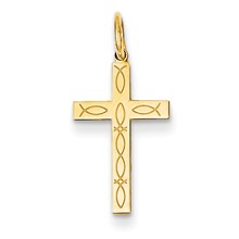 14k Gold Laser Designed Cross Charm hide-image