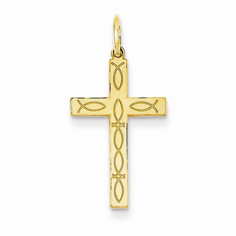 14k Gold Laser Designed Cross Pendant, Delightful Pendants for Necklace