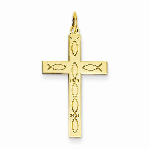 14k Gold Laser Designed Cross Pendant, Fine Pendants for Necklace