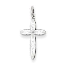 14k White Gold Laser Designed Cross Charm hide-image