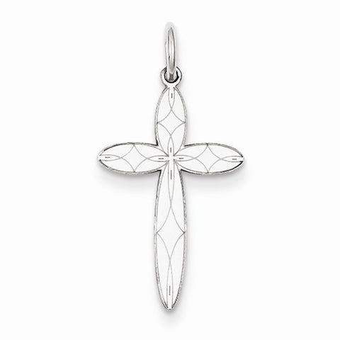 14k White Gold Laser Designed Cross Pendant, Pretty Pendants for Necklace