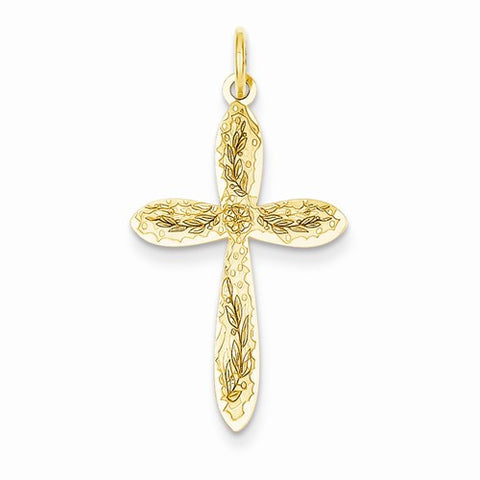 14k Gold Laser Designed Cross Pendant, Stylish Pendants for Necklace