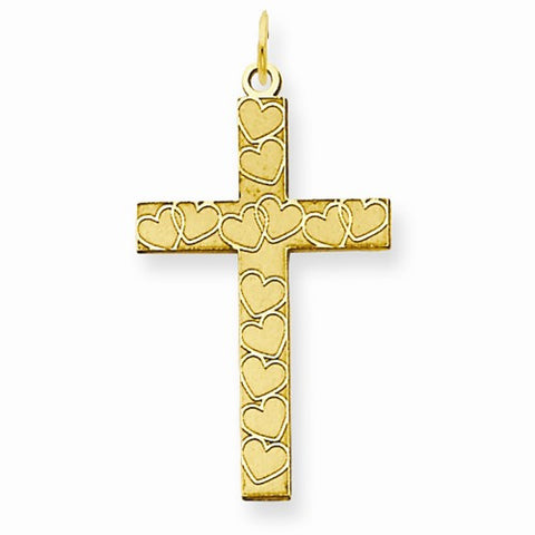 14k Gold Laser Designed Cross Pendant, Appealing Pendants for Necklace
