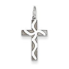 14k White Gold Laser Designed Cross Charm hide-image