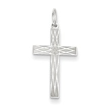 14k White Gold Laser Designed Cross Charm hide-image