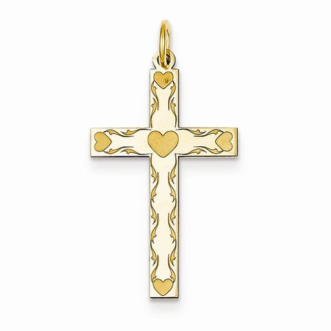 14k Gold Laser Designed Cross Pendant, Stylish Pendants for Necklace