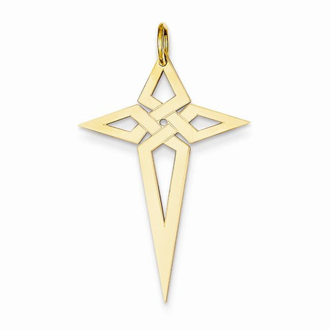 14k Gold Laser Designed Cross Pendant, Charm