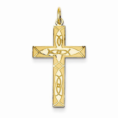 14k Gold Laser Designed Cross Pendant, Beautiful Pendants for Necklace