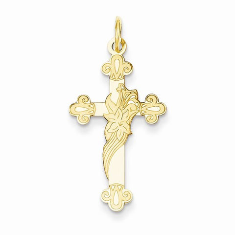 14k Gold Laser Designed Cross Pendant, Exquisite Pendants for Necklace