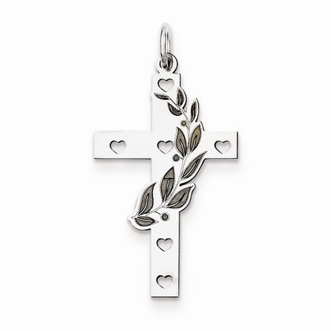 14k White Gold Laser Designed Cross Pendant, Pendants for Necklace