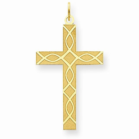 14k Gold Laser Designed Cross Pendant, Stylish Pendants for Necklace