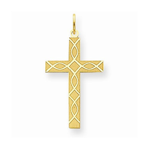 14k Gold Laser Designed Cross Pendant, Classy Pendants for Necklace
