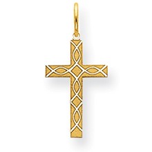 14k Gold Laser Designed Cross Charm hide-image