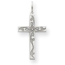 14k White Gold Laser Designed Cross Charm hide-image