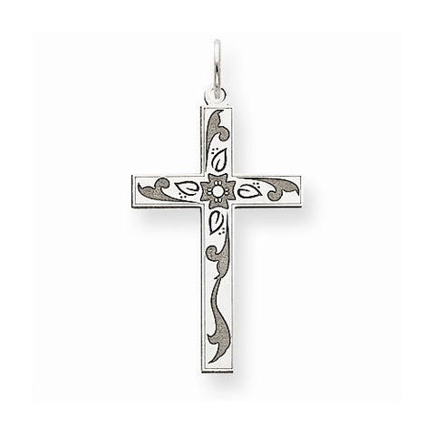 14k White Gold Laser Designed Cross Pendant, Beautiful Pendants for Necklace