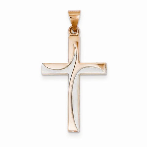 14k Gold Two-tone Cross Pendant, Stylish Pendants for Necklace