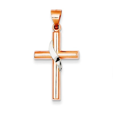 14k Gold Two-tone Hollow Cross pendant, Alluring Pendants for Necklace