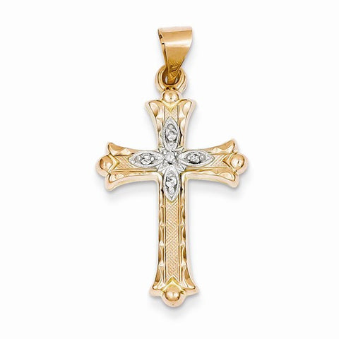 14k Gold Two-tone Diamond Cross pendant, Adorable Pendants for Necklace