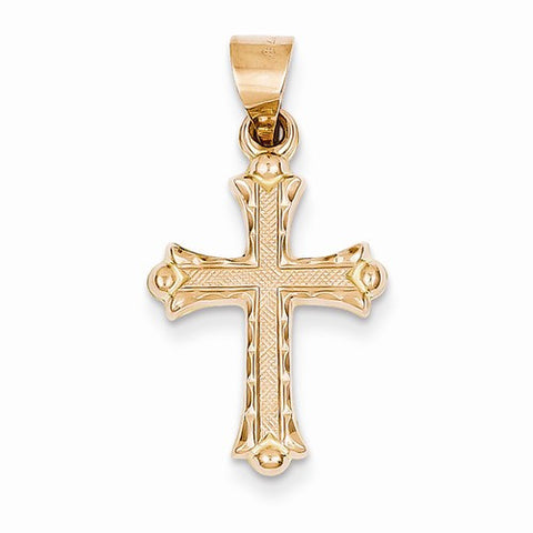 14k Rose Gold Heart Hollow Cross Pendant, Pendants for Necklace