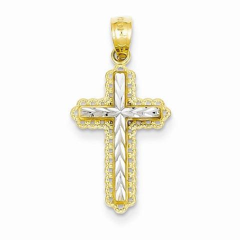 14k Gold Rhodium Diamond Cut Cross pendant, Beautiful Pendants for Necklace