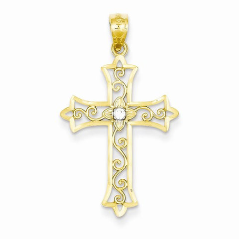 14k Yellow Gold Diamond Cross pendant, Delightful Pendants for Necklace
