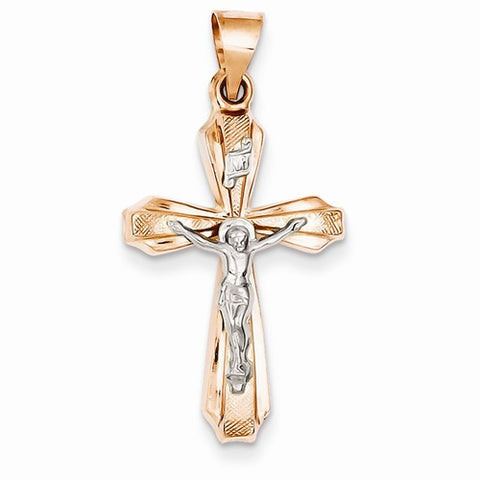 14k Gold Two-tone Hollow Crucifix pendant, Fine Pendants for Necklace