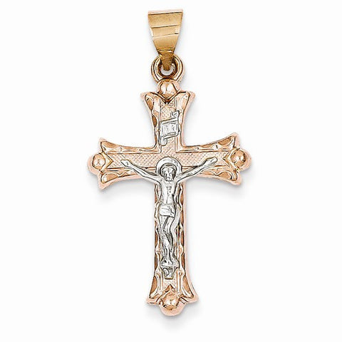 14k Gold Two-tone Hollow Crucifix pendant, Pendants for Necklace
