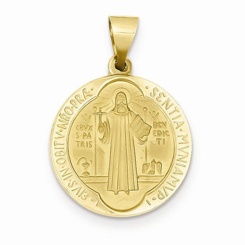14k Gold Polished and Satin Medal Pendant, Pendants for Necklace