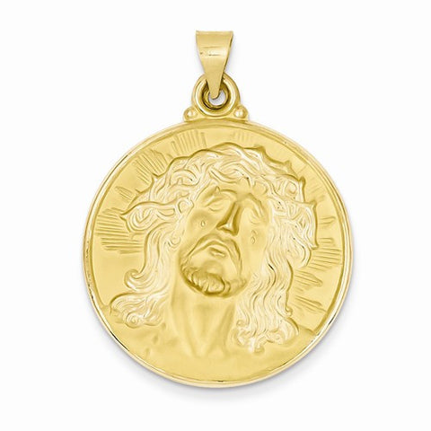 14k Gold Polished and Satin Face of Jesus Medal pendant, Lovely Pendants for Necklace