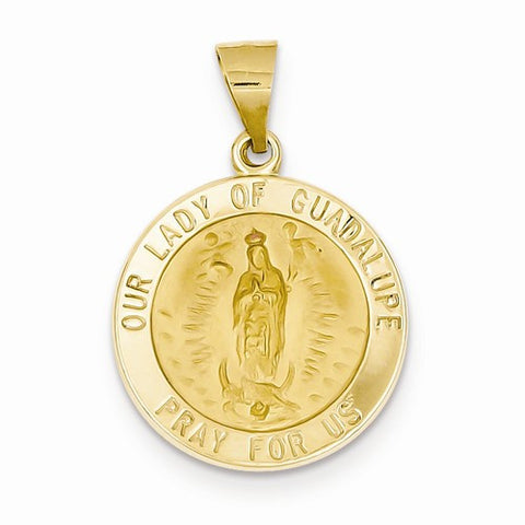 14k Gold Polished Our Lady of Guadalupe Medal Pendant, Pendants for Necklace