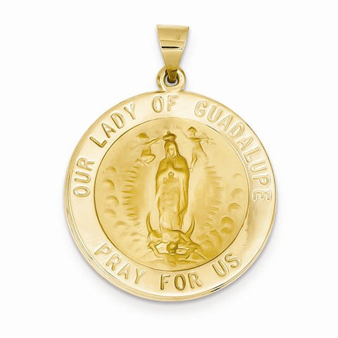 14k Gold Polished and Satin Our Lady of Guadalupe Medal pendant, Appealing Pendants for Necklace
