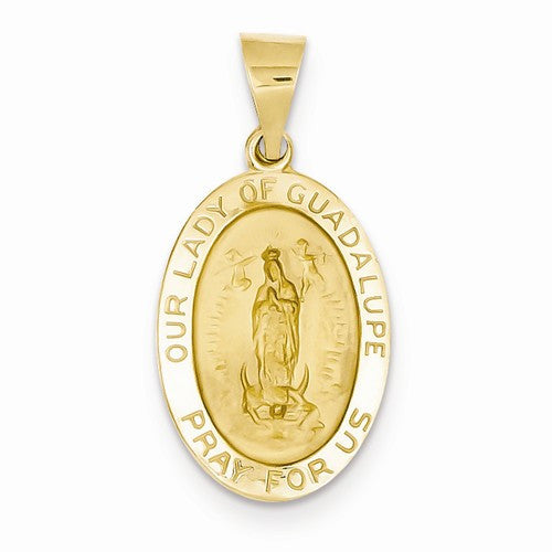 14k Gold Polished and Satin Our Lady of Guadalupe Medal pendant ...